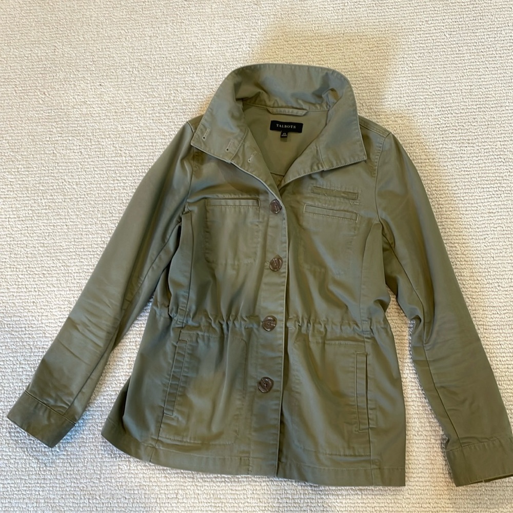 Talbots olive green lightweight jacket